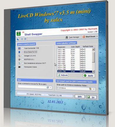 Live CD Windows&#039;7 5.5m (mini) by xalex (12.01.2011)